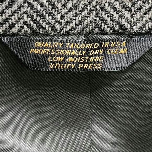 John Weitz Mens Wool Tweed Herringbone Blazer Grey Steven Windsor USA Size 42L